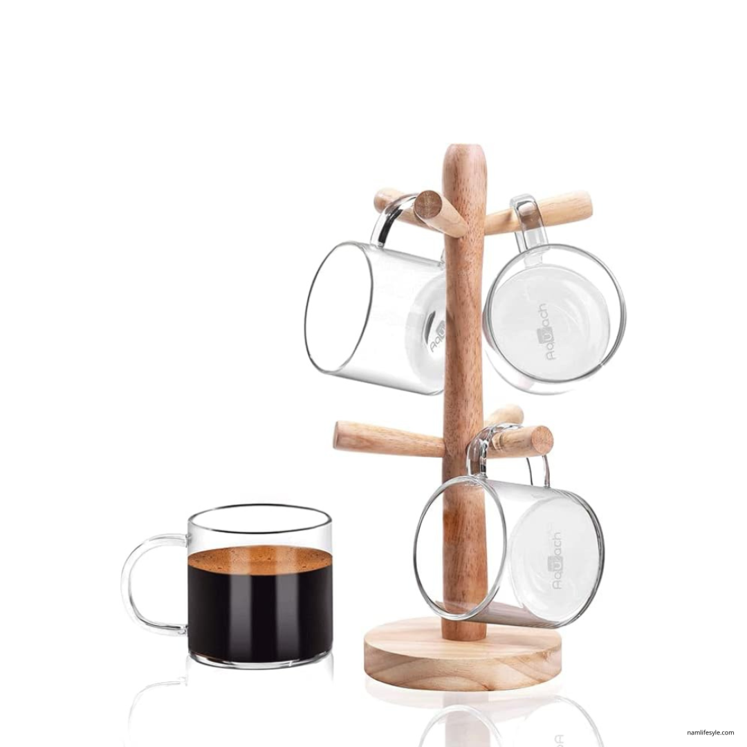 Coffee Mug Tree with 6 Hooks Mug Tree Stand 320x125mm