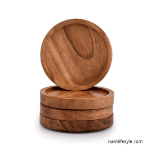 Set 4 of Wooden Coasters for Drinks 100x12mm