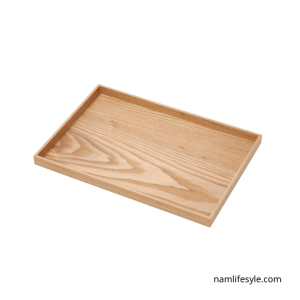 Rect tray MDF veneer ash wood 38 x 26 x 2.5 cm