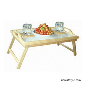 Folding Bed tray white MDF bottom, with hole handle 610 x 330 x 235 mm